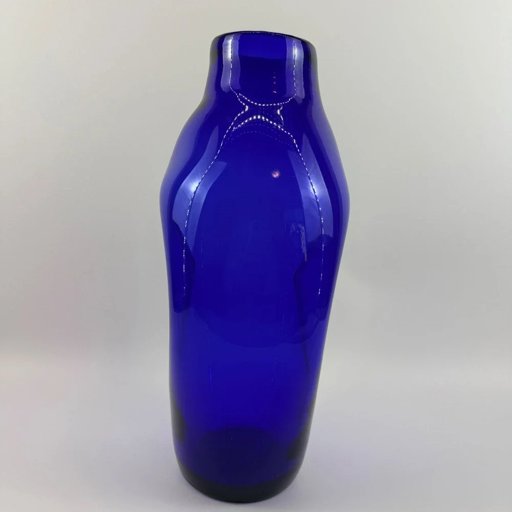Vintage Blenko 921M Cobalt Blue Art Glass Vase Pre Designer Catalog Form